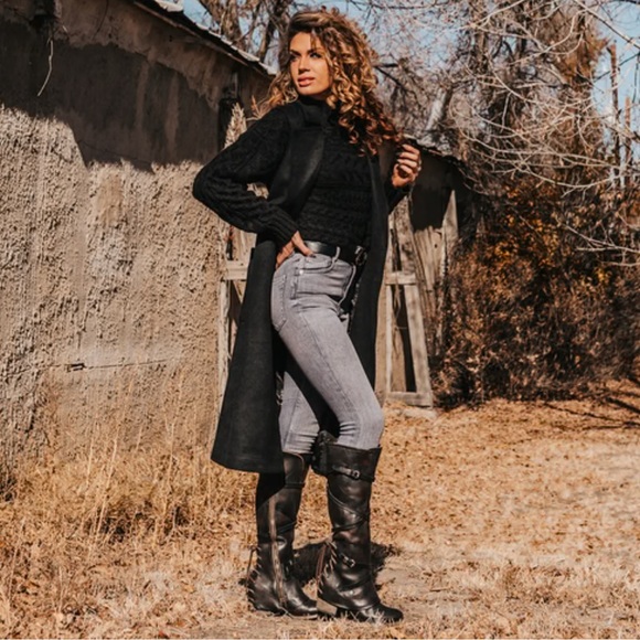 Freebird Cassius Black Lace Up Leather Tall Boots Size 10 Handcrafted Used - Picture 9 of 10